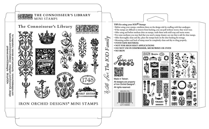NEW! IOD Stamp Box Set - THE CONNOISSEUR'S LIBRARY (4x 6"x6", 15.24cm x 15.24cm) - Rustic Farmhouse Charm