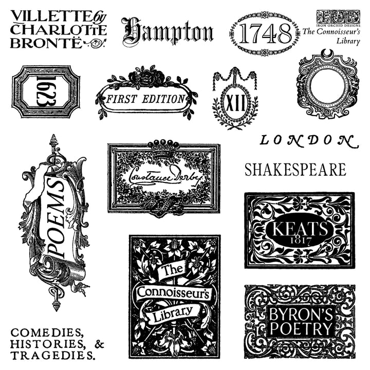 NEW! IOD Stamp Box Set - THE CONNOISSEUR'S LIBRARY (4x 6"x6", 15.24cm x 15.24cm) - Rustic Farmhouse Charm