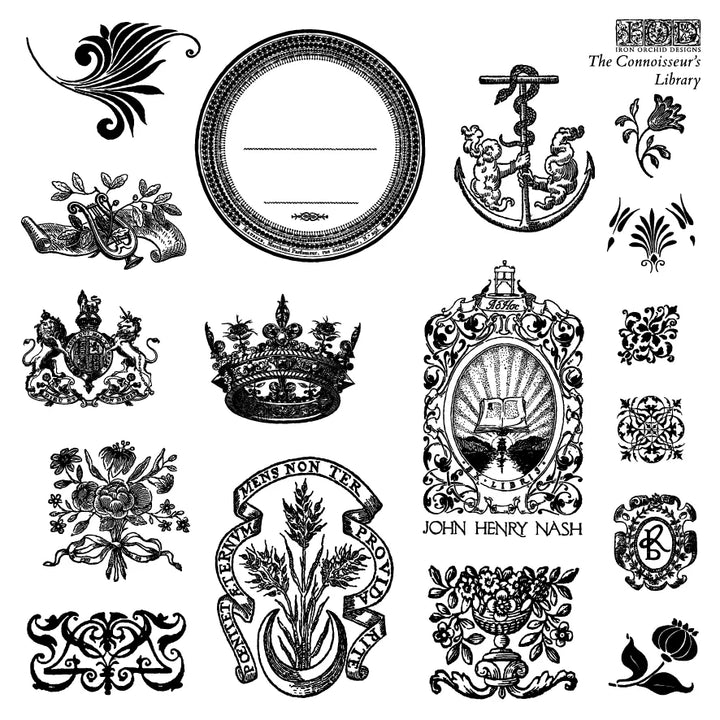 NEW! IOD Stamp Box Set - THE CONNOISSEUR'S LIBRARY (4x 6"x6", 15.24cm x 15.24cm) - Rustic Farmhouse Charm