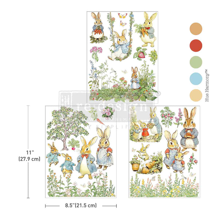 NEW! Redesign Middy Transfer - THE COTTONTAIL DIARIES (3 sheets, each 21.59cm x 27.94cm) - Rustic Farmhouse Charm