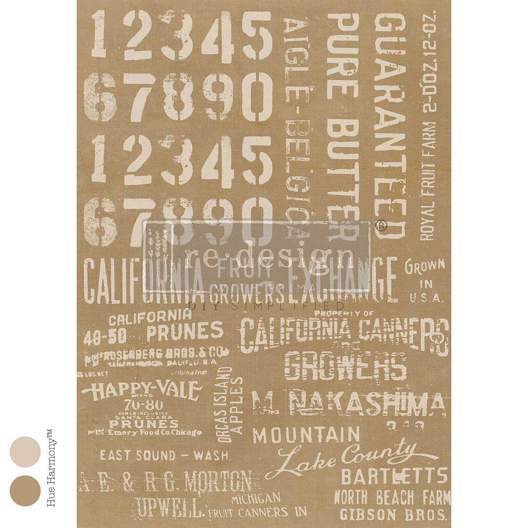 LIMITED! Redesign A3 Decoupage Fibre Paper - THE CRATE STENCIL (29.7cm x 41.9cm)