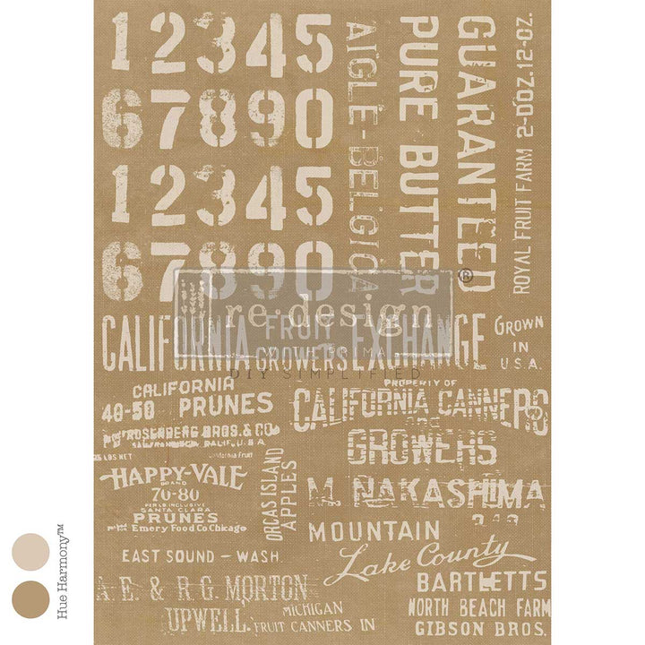 LIMITED! Redesign A3 Decoupage Fibre Paper - THE CRATE STENCIL (29.7cm x 41.9cm)