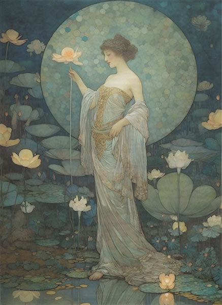 Decoupage Tissue Paper - THE ENCHANTED LOTUS MAIDEN (53.34cm x 73.66cm)