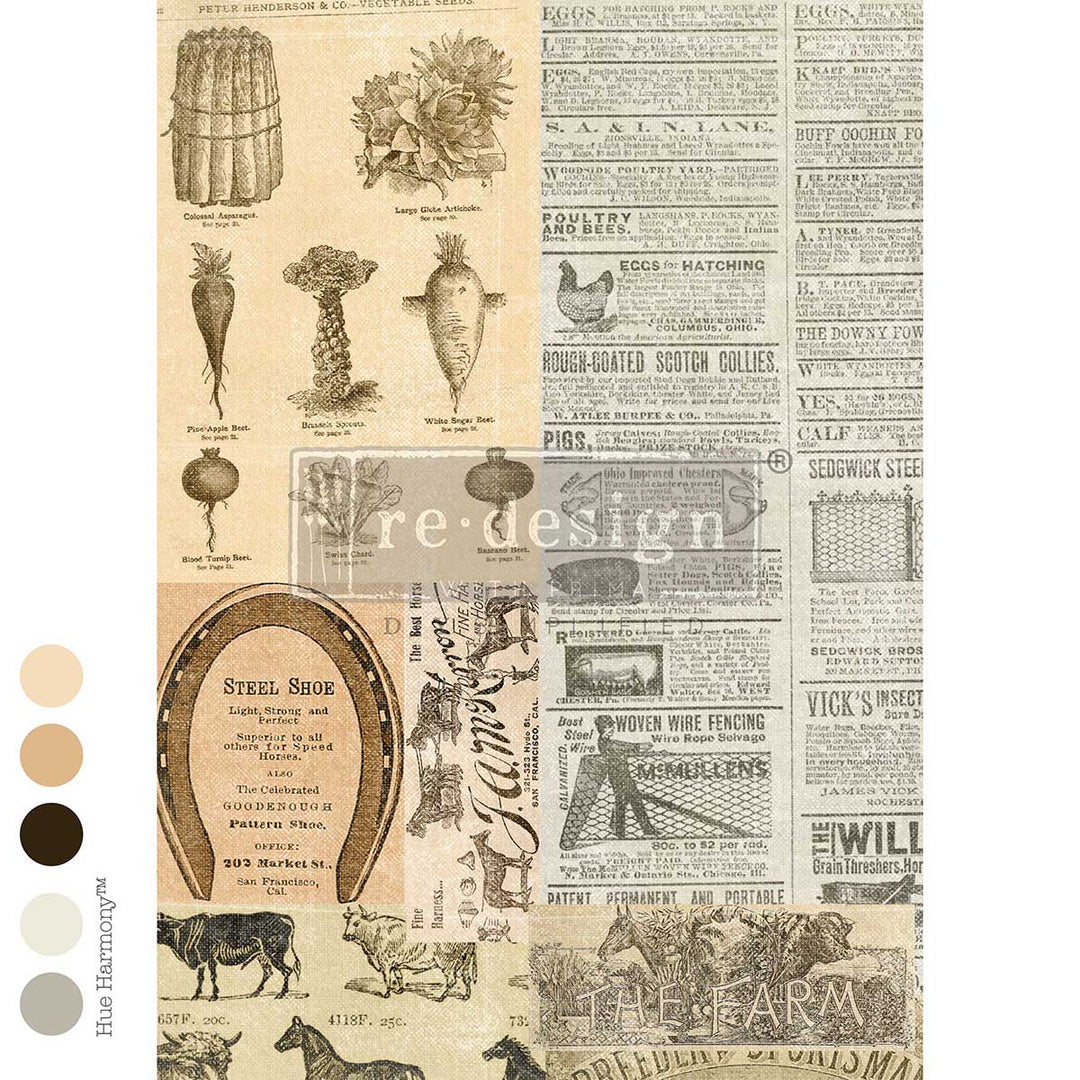 LIMITED! Redesign A3 Decoupage Fibre Paper - THE GENERAL MERCHANT (29.7cm x 41.9cm)