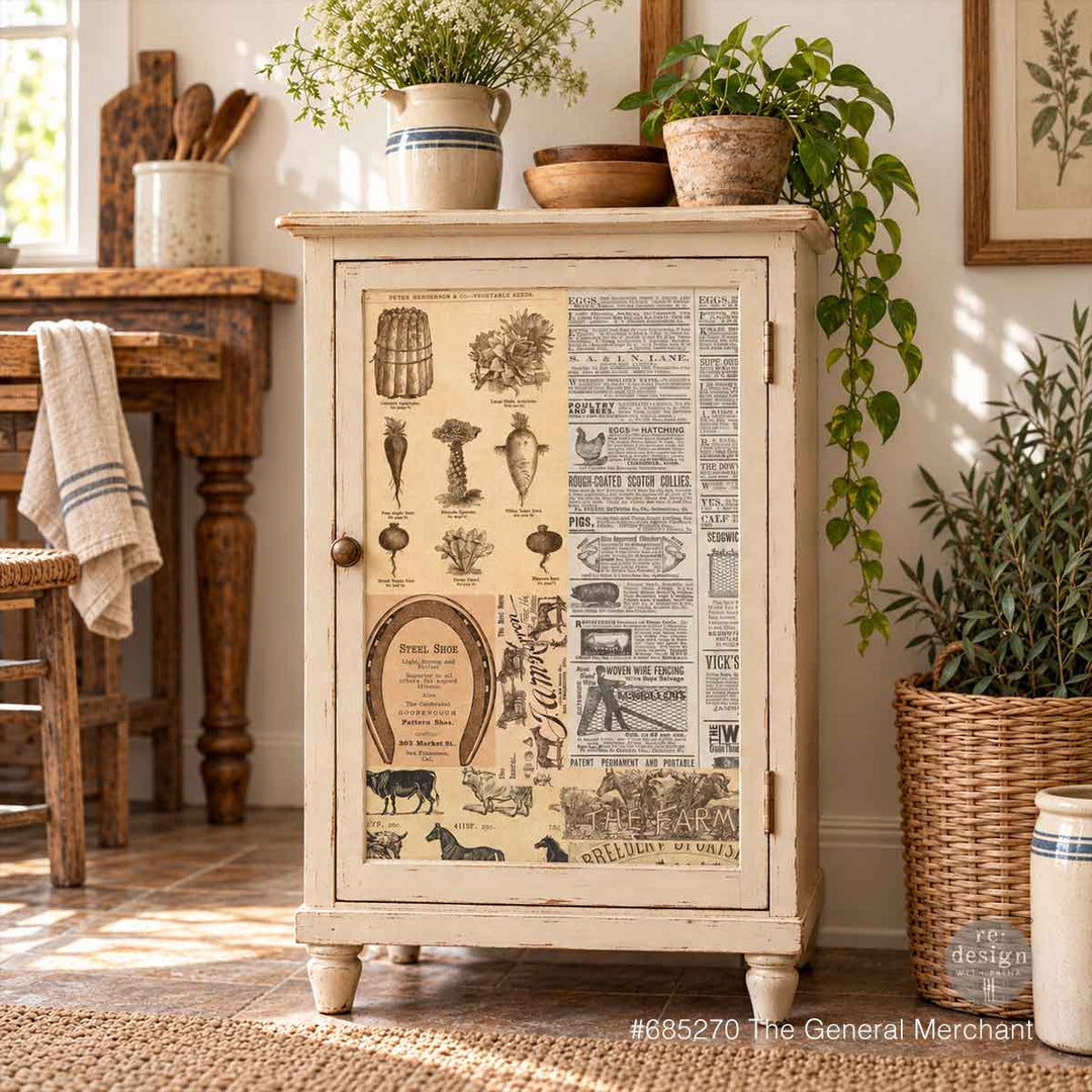 LIMITED! Redesign A3 Decoupage Fibre Paper - THE GENERAL MERCHANT (29.7cm x 41.9cm)