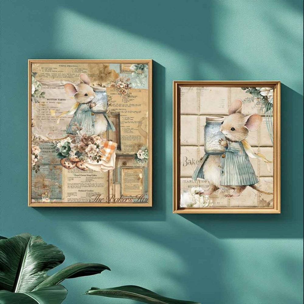 NEW! Redesign A4 Decoupage Fibre Paper - THE HOME BAKER COLLECTION (3 sheets) - Rustic Farmhouse Charm