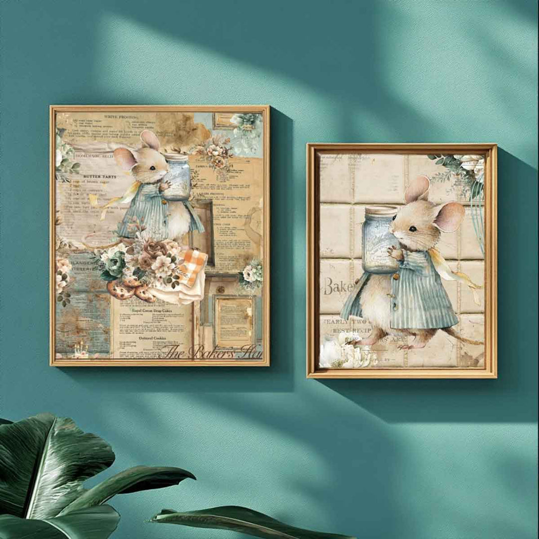 NEW! Redesign A4 Decoupage Fibre Paper - THE HOME BAKER COLLECTION (3 sheets) - Rustic Farmhouse Charm