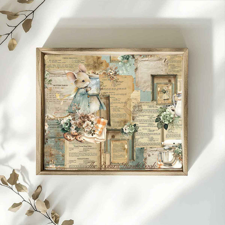 NEW! Redesign A4 Decoupage Fibre Paper - THE HOME BAKER COLLECTION (3 sheets) - Rustic Farmhouse Charm
