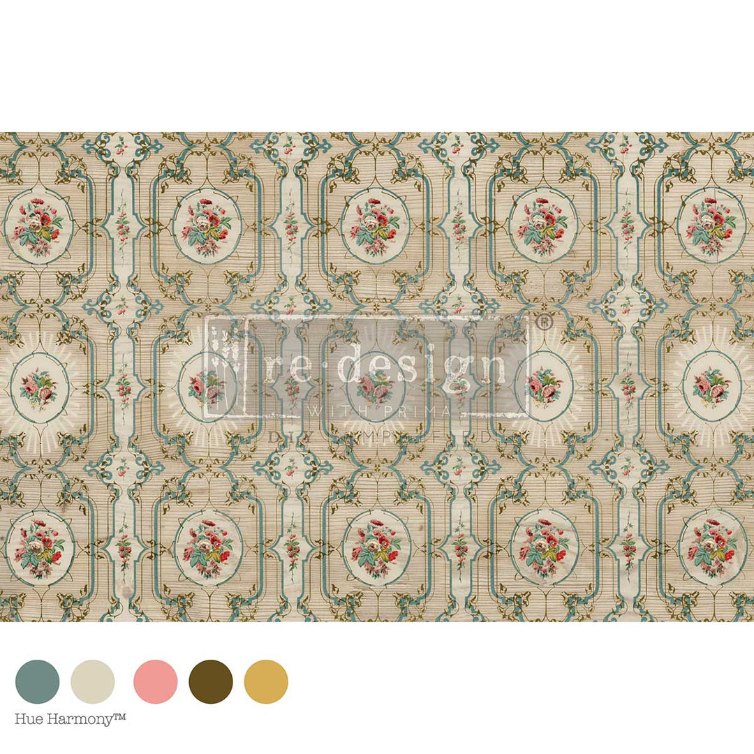 LIMITED! Redesign Decoupage Fibre - THE MEDALLION MEADOW (49.53cm x 76.2cm)