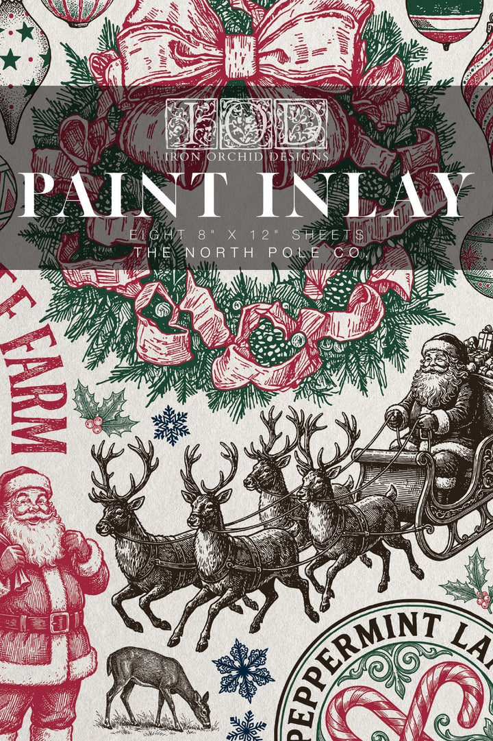 NEW! IOD Paint Inlay - THE NORTH POLE CO. (set of eight 8"x12" sheets)
