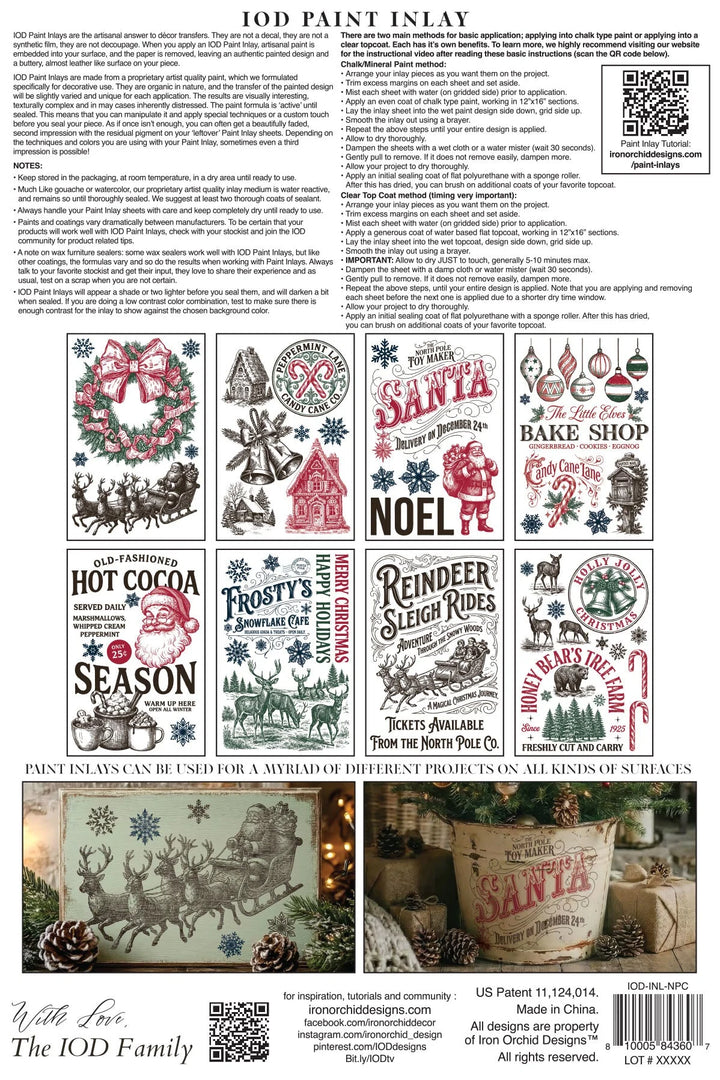 NEW! IOD Paint Inlay - THE NORTH POLE CO. (set of eight 8"x12" sheets)