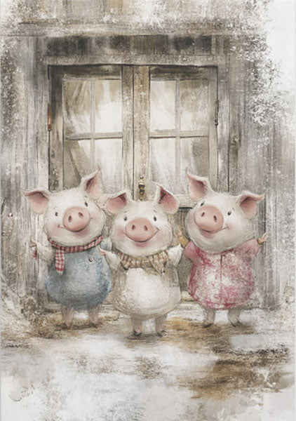 Decoupage Tissue Paper - Three Little Pigs (35.56cm x 50.8cm) - Rustic Farmhouse Charm