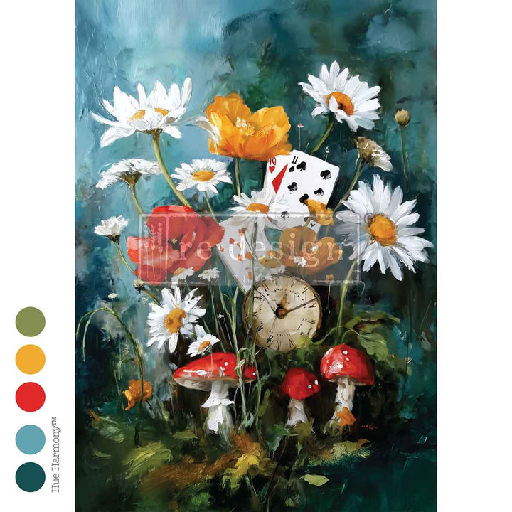 LIMITED! Redesign A2 Decoupage Fibre Paper - TIME ROOTED IN WONDERLAND (42cm x 59.4cm) - Rustic Farmhouse Charm
