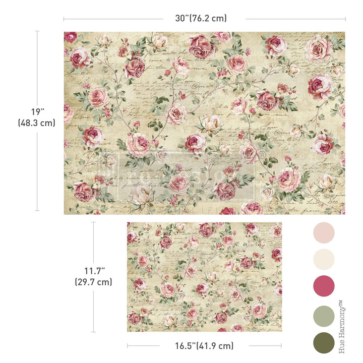 NEW! Redesign Double Delight Decoupage Fibre Paper Set (2 Sheets) - TIMELESS CHARM - Rustic Farmhouse Charm