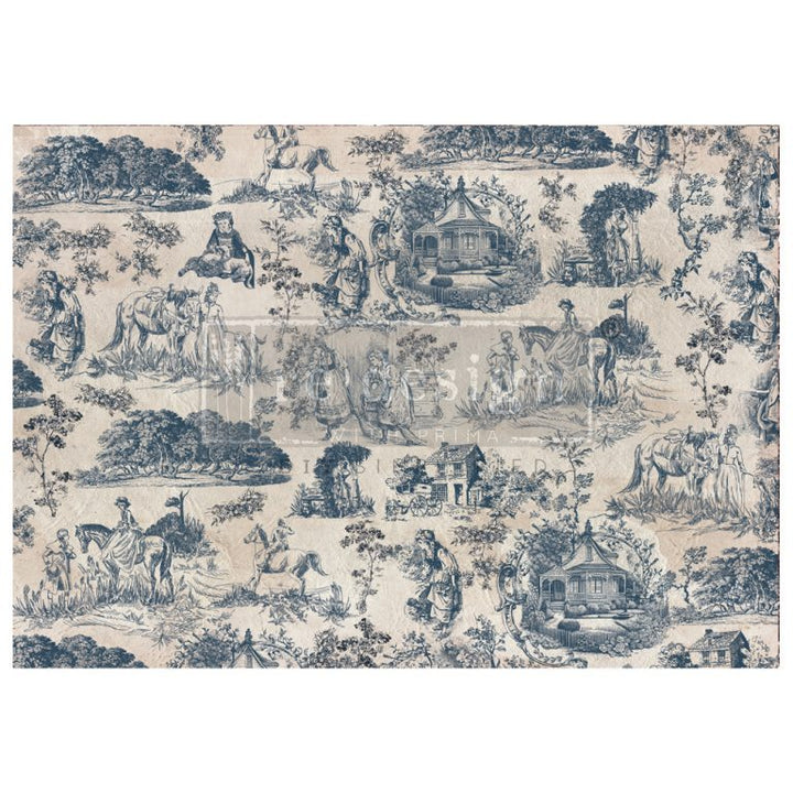 NEW! Redesign A1 Decoupage Fibre Paper - TOILE DE JOUY (59.44cm x 84.07cm) - Rustic Farmhouse Charm