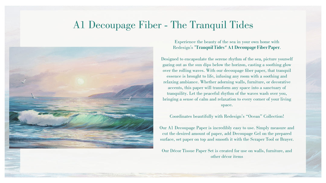 Redesign A1 Decoupage Fibre Paper - TRANQUIL TIDES (59.44cm x 84.07cm) - Rustic Farmhouse Charm