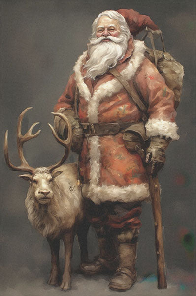 Decoupage Tissue Paper - Travelling Santa & Reindeer (50.8cm x 76.2cm)