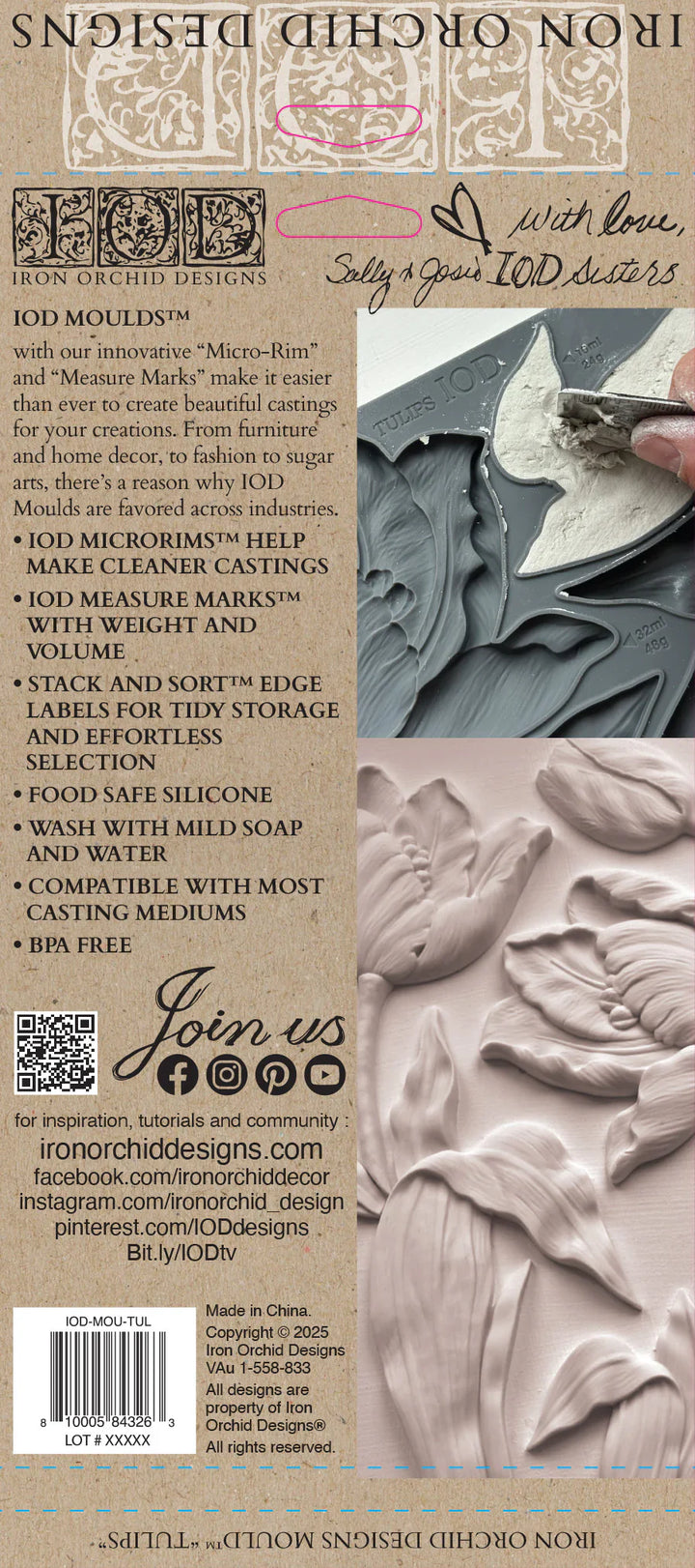 NEW! IOD Mould - TULIPS (6"x10", 15.24cm x 25.4cm) - Rustic Farmhouse Charm