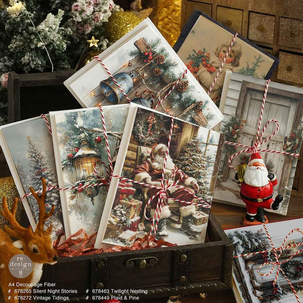 NEW! Redesign A4 Decoupage Fibre Paper - TWILIGHT NESTING - Rustic Farmhouse Charm