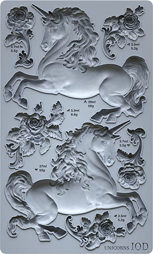 NEW! IOD Mould - UNICORNS (6"x10", 15.24cm x 25.4cm)