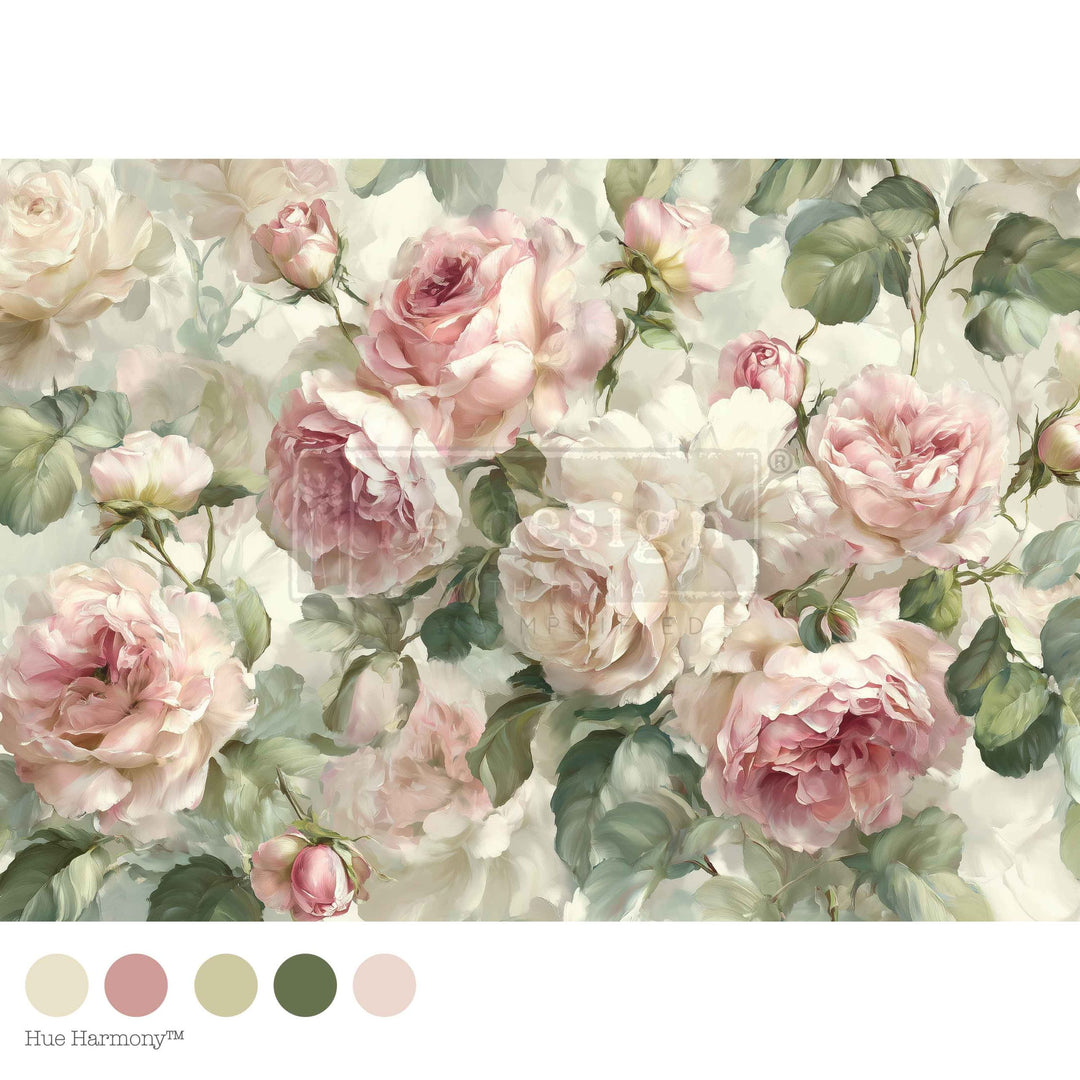 NEW! Redesign A1 Decoupage Fibre Paper - VELVET BLOOM (59.44cm x 84.07cm) - Rustic Farmhouse Charm
