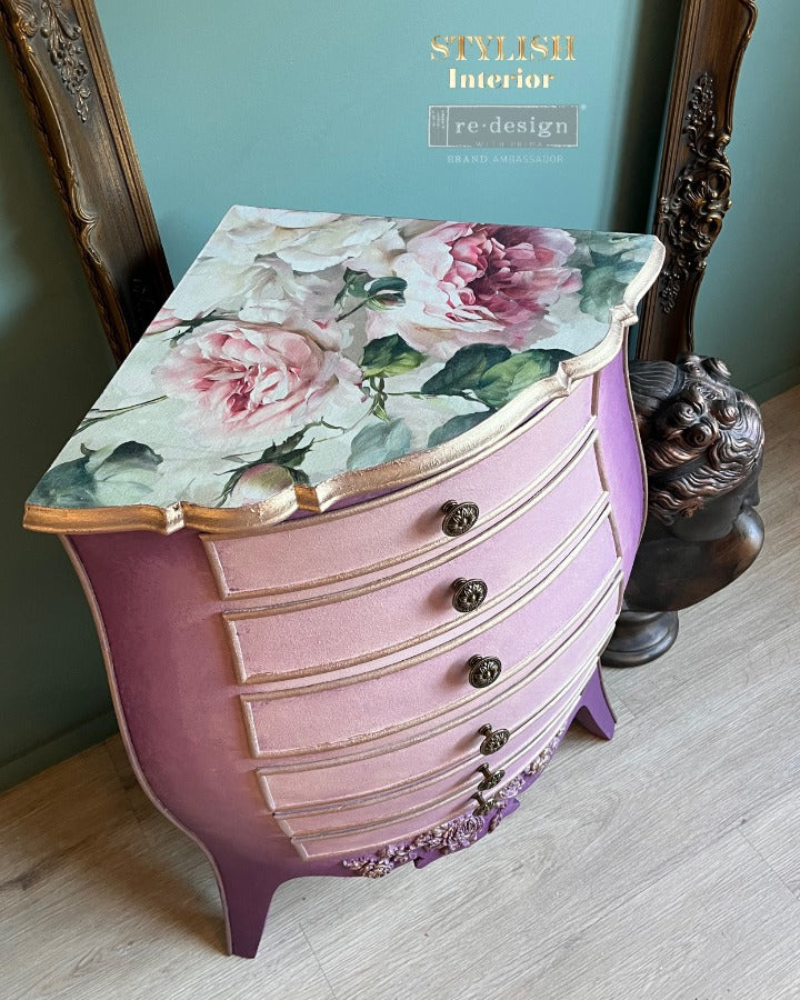 NEW! Redesign A1 Decoupage Fibre Paper - VELVET BLOOM (59.44cm x 84.07cm) - Rustic Farmhouse Charm