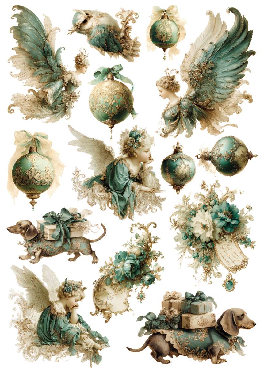 NEW! LaBlanche Transfer -VICTORIAN CHRISTMAS - ANGEL & OWL (one A4 sheet)