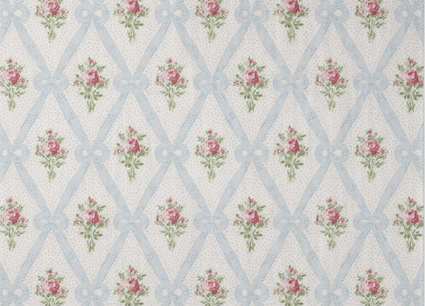 Decoupage Tissue Paper - Victorian Blue Lattice with Pink Roses (53.34cm x 73.66cm) - Rustic Farmhouse Charm