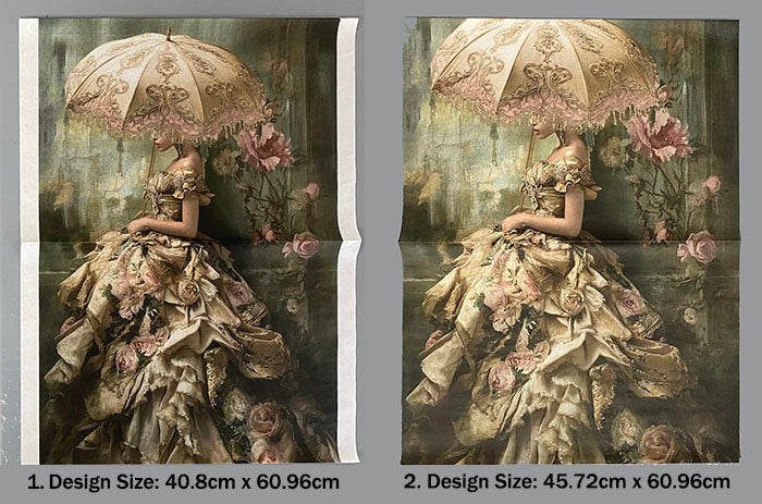 Decoupage Tissue Paper - Victorian Floral Gown Lady with Parasol