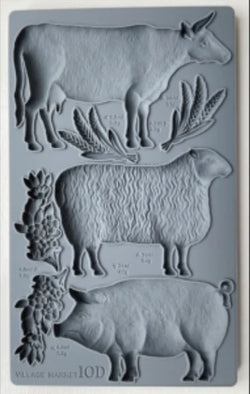 VILLAGE MARKET Mould by IOD (6"x10", 15.24cm x 25.4cm) - Rustic Farmhouse Charm