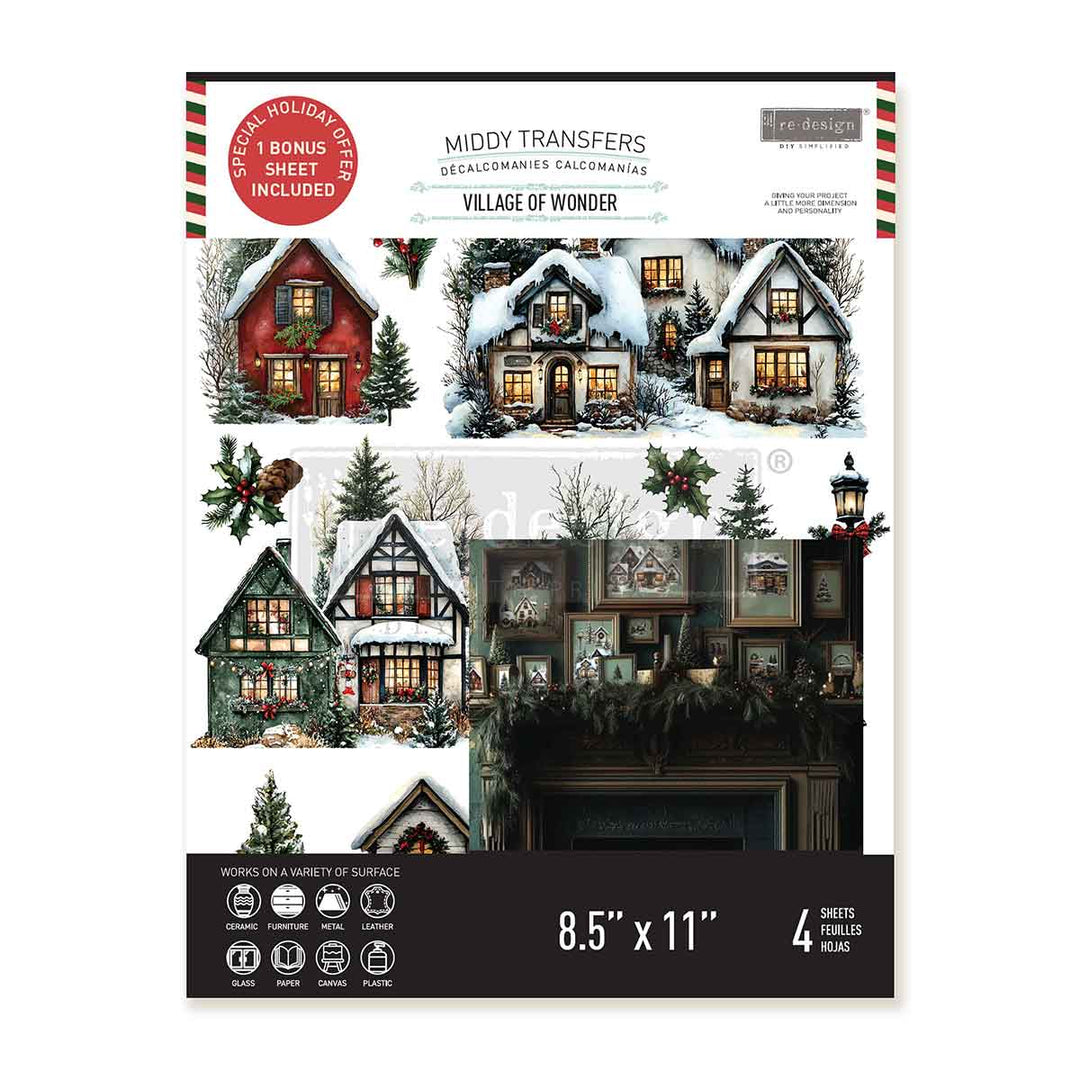 NEW! Redesign Middy Transfer - VILLAGE OF WONDER (4 sheets, each 21.59cm x 27.94cm) - Rustic Farmhouse Charm