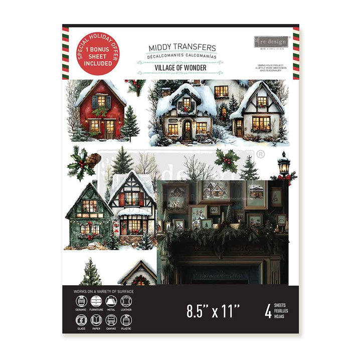 NEW! Redesign Middy Transfer - VILLAGE OF WONDER (4 sheets, each 21.59cm x 27.94cm) - Rustic Farmhouse Charm