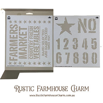 VINTAGE CRATE Stencil Set of 2 by Plaid FolkArt (21.59cm x 24.13cm)