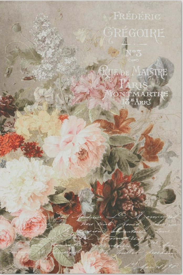 Decoupage Tissue Paper - Vintage French Roses (50.8cm x 76.2cm) - Rustic Farmhouse Charm