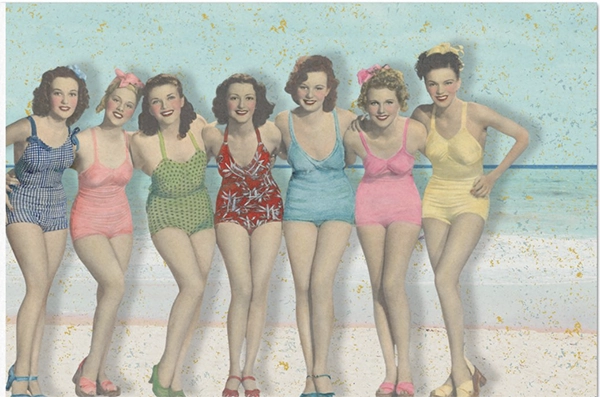 Decoupage Tissue Paper - Vintage Ladies at Beach (50.8cm x 76.2cm) - Rustic Farmhouse Charm