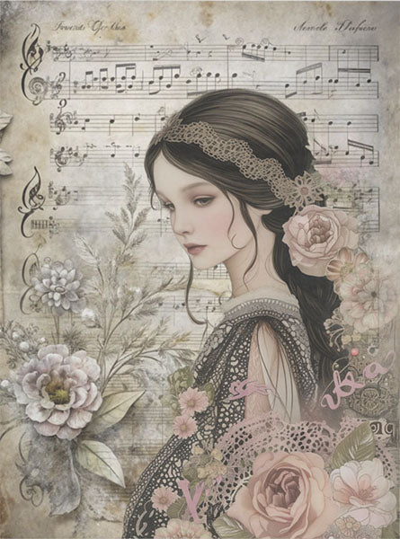 Decoupage Tissue Paper - Vintage Musical Girl (45.72cm x 60.96cm) - Rustic Farmhouse Charm