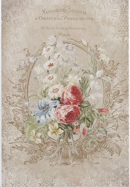 Decoupage Tissue Paper - Vintage Parisian Florals (35.56cm x 50.8cm) - Rustic Farmhouse Charm