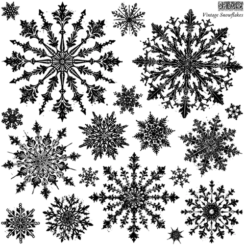 IOD Stamp - VINTAGE SNOWFLAKES (12"x12", 30.48cm x 30.48cm) - Rustic Farmhouse Charm