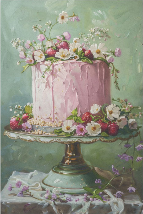 Decoupage Tissue Paper - Vintage Strawberry Cake (25.4cm x 38.1cm)