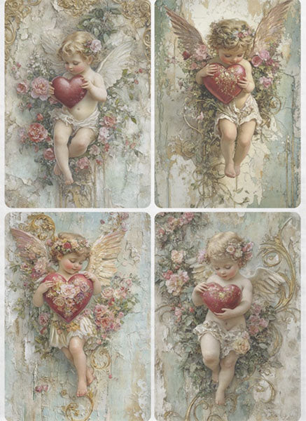 Decoupage Tissue Paper - Vintage Valentine Cherubs (51.4cm x 73.66cm)