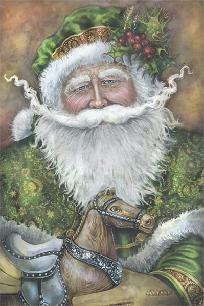 Decoupage Tissue Paper - Vintage Green Father Christmas (3 sizes)