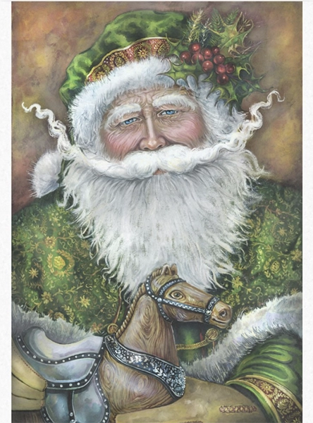 Decoupage Tissue Paper - Vintage Green Father Christmas (3 sizes)