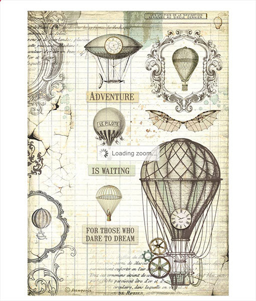 VOYAGES FANTASTIQUES BALLOON Rice Paper by Stamperia (A4) - Rustic Farmhouse Charm