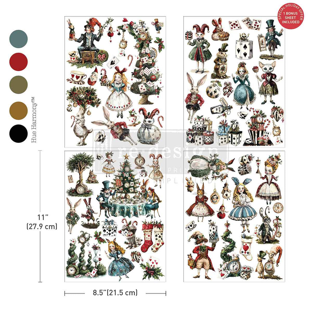 NEW! Redesign Middy Transfer - WHIMSICAL HOLIDAY DREAMS (4 sheets, each 21.59cm x 27.94cm) - Rustic Farmhouse Charm