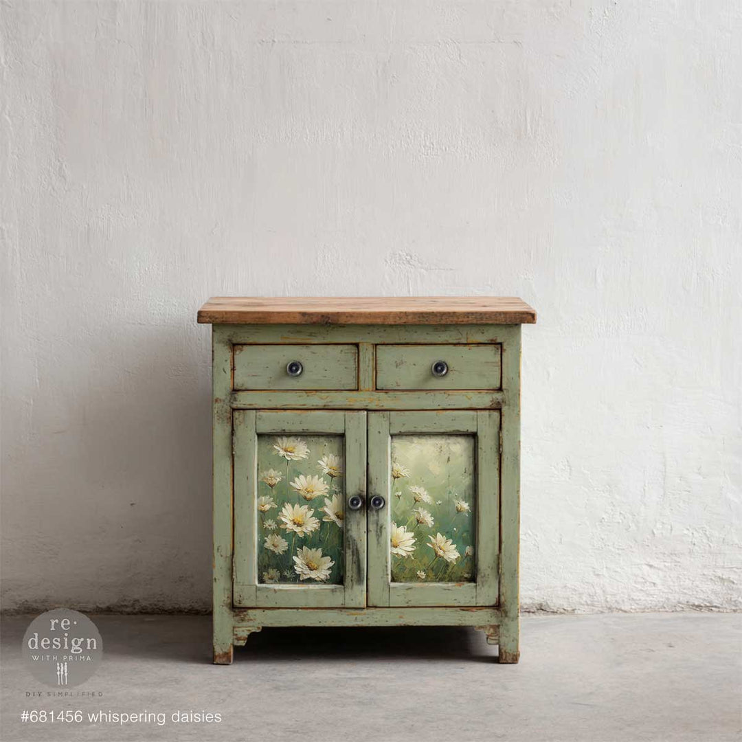 LIMITED! Redesign A3 Decoupage Fibre Paper - WHISPERING DAISIES (29.7cm x 41.9cm) - Rustic Farmhouse Charm