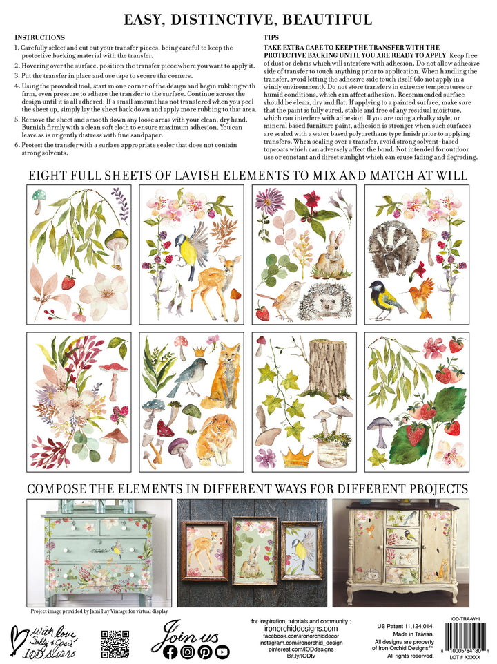 WHISPERING WILLOW Transfer Pad by IOD (set of eight 12"x16" sheets) - Rustic Farmhouse Charm