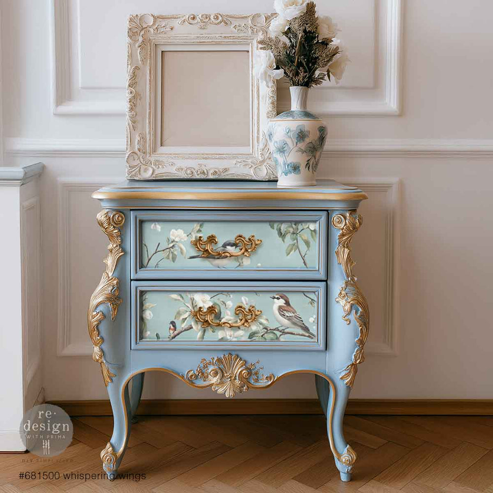 LIMITED! Redesign A3 Decoupage Fibre Paper - WHISPERING WINGS (29.7cm x 41.9cm) - Rustic Farmhouse Charm