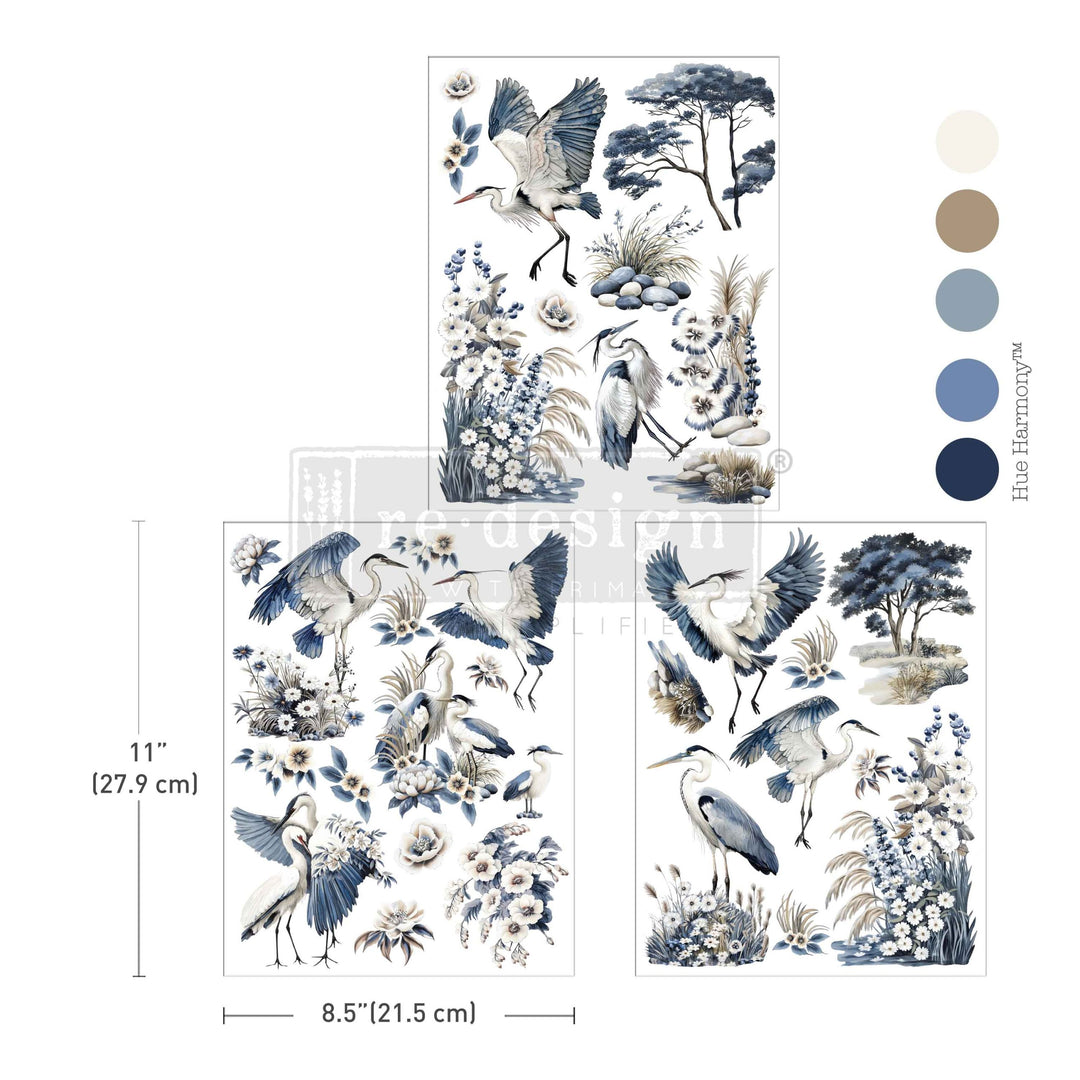 NEW! Redesign Middy Transfer - WHISPERS BY THE MARSH (3 sheets, each 21.59cm x 27.94cm) - Rustic Farmhouse Charm