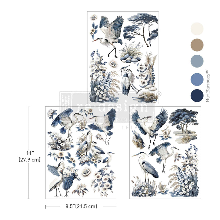 NEW! Redesign Middy Transfer - WHISPERS BY THE MARSH (3 sheets, each 21.59cm x 27.94cm) - Rustic Farmhouse Charm