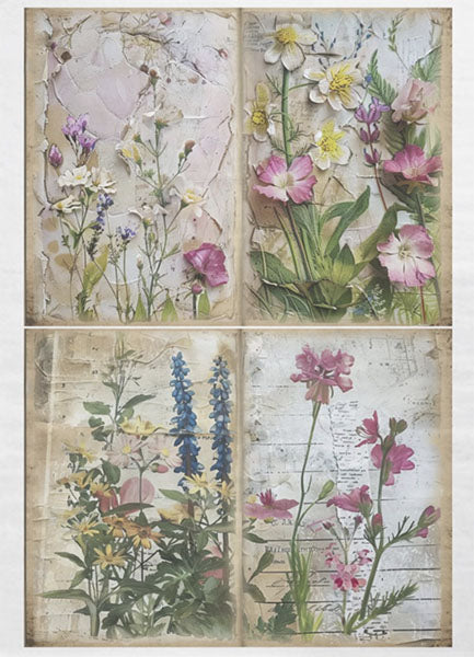 Decoupage Tissue Paper - Wildflowers Collage (53.34cm x 73.66cm) - Rustic Farmhouse Charm
